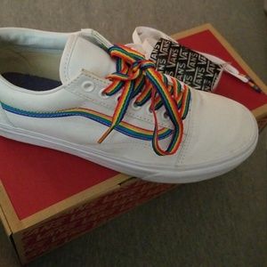 rainbow white vans